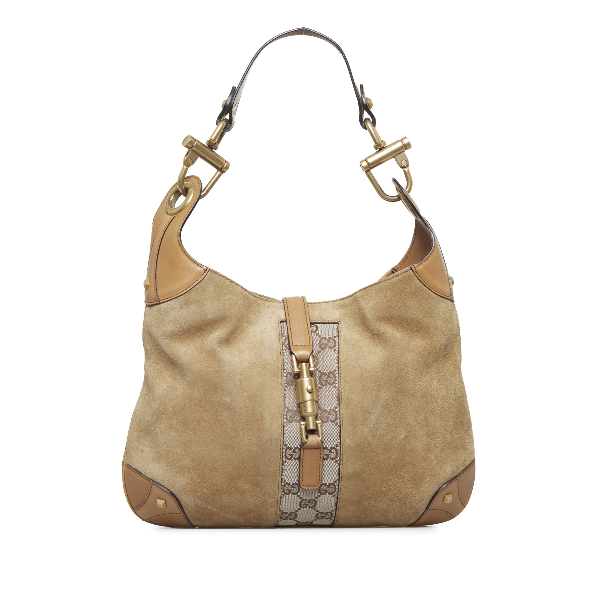 Gucci Nailhead New Jackie Suede Hobo Bag